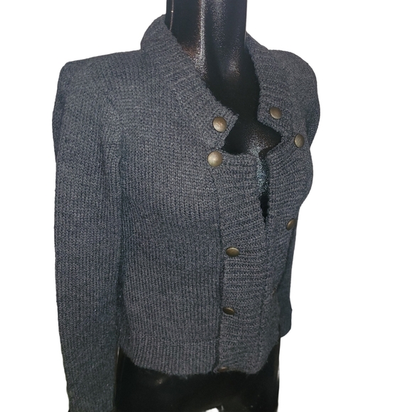 Razzle Dazzle Gray Knit Cardigan Sweater S - Picture 3 of 6
